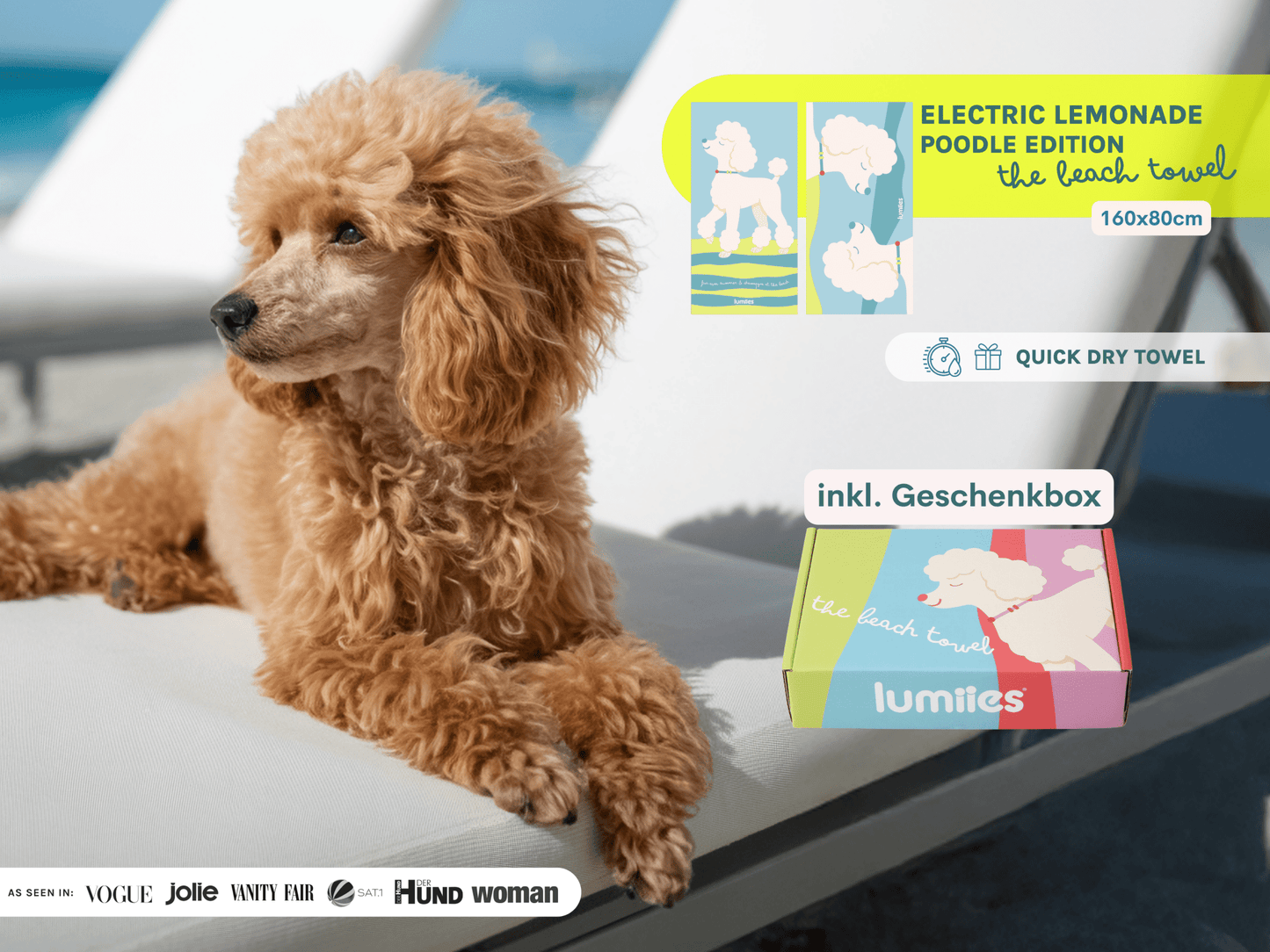 lumiies - high visibility - Schnelltrocknendes Mikrofaser-Handtuch (160×80 cm) - Pudel